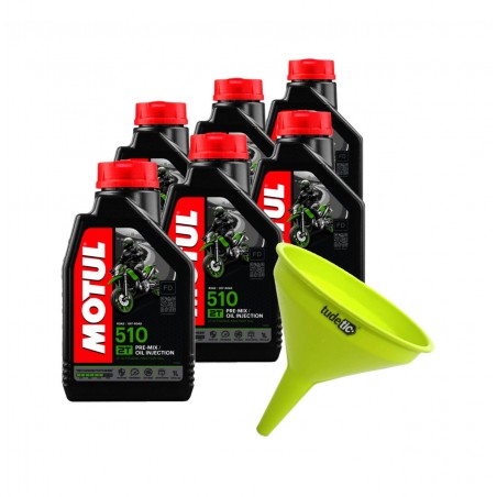 TUDETIC Kit of 6x Motor Oil + Funnel 510 2T 1L KT-92