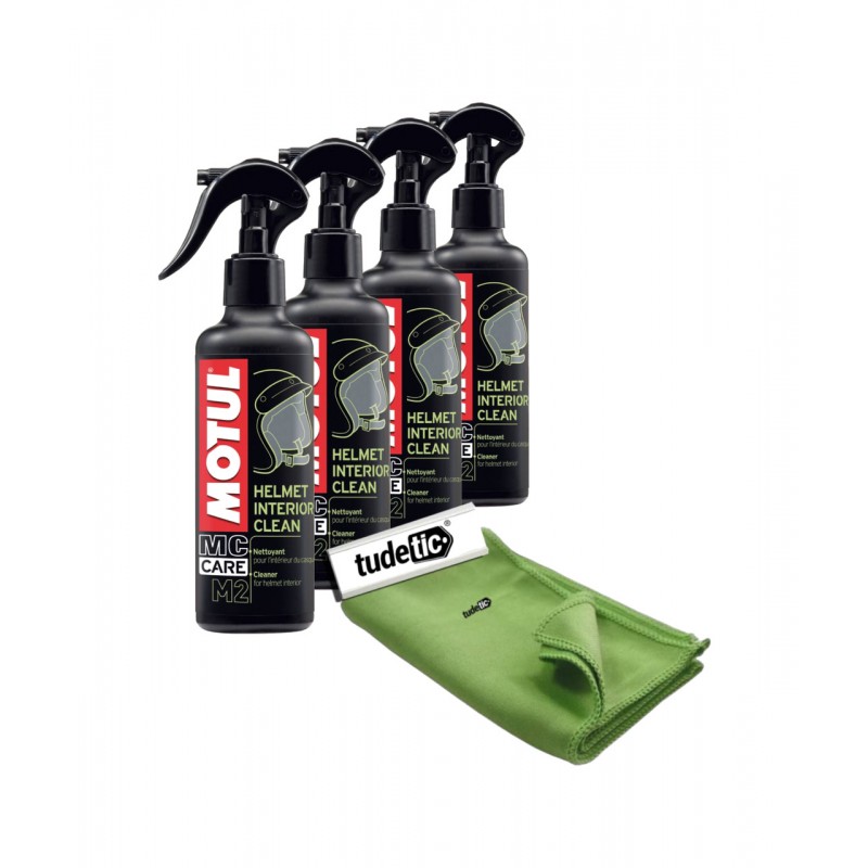 TUDETIC Kit de 4x spray limpiador desinfectante M2 HELMET INTERIOR CLEAN 0,25L KT-106
