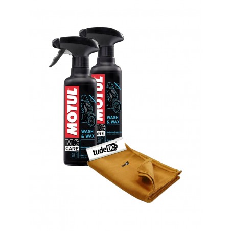 TUDETIC - Kit de 2x limpiador carrocerías con cera y trapo microfibra KT-108