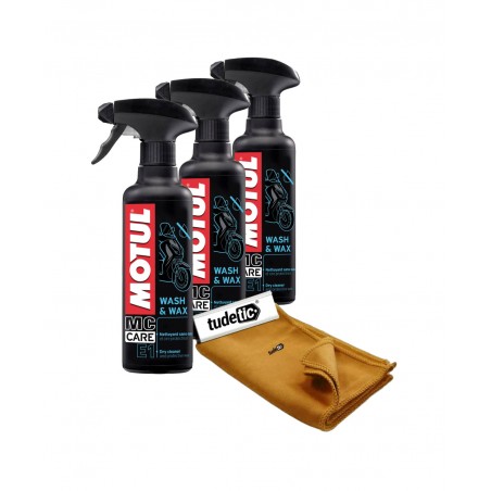 TUDETIC - 3x bodywork cleaning kit with MC CARE E1 Wash Wax 0.4L + microfiber cloth KT-109