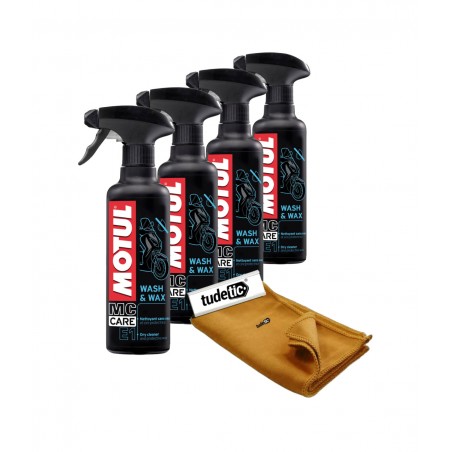 TUDETIC - Kit of 4x bodywork cleaner with wax and microfiber cloth KT-110