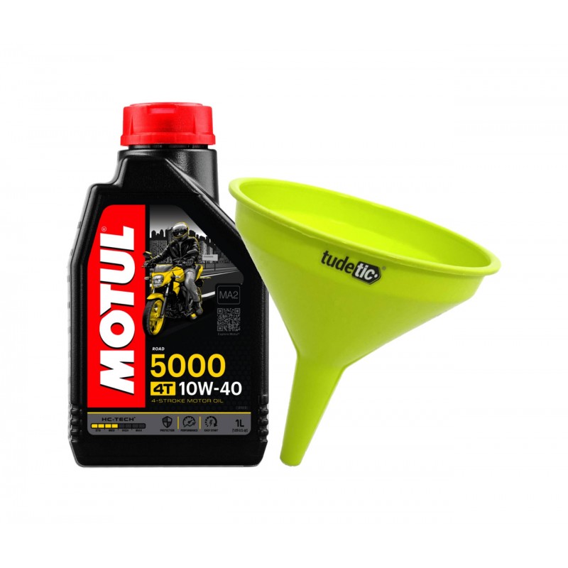 TUDETIC Aceite de motor + Embudo 5000 10W40 4T 1L KT-142