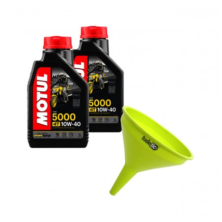 TUDETIC Kit 2x Engine Oil + Funnel 5000 10W40 4T 1L KT-143