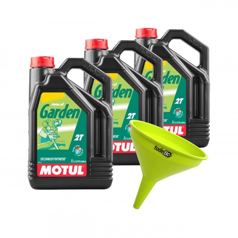 TUDETIC - Kit de 3x Aceite Motor Garden 2T + Embudo Plástico KT-152
