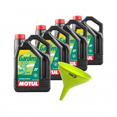 TUDETIC Kit completo de 4x Aceite Motor + Embudo Garden 2T 5L KT-154