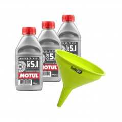 TUDETIC Kit de 3x líquido frenos + embudo DOT 5.1 Brake Fluid 0.5L 500ml KT-159