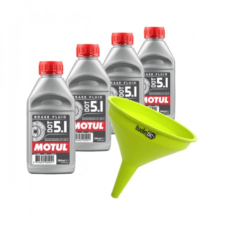 TUDETIC 4x DOT 5.1 0.5L brake fluid kit with funnel KT-161