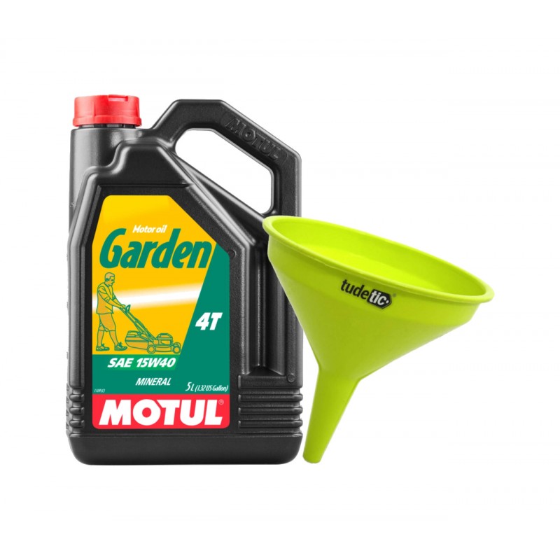 TUDETIC Kit Aceite de Motor + Embudo GARDEN 4T 15W40 2L KT-163