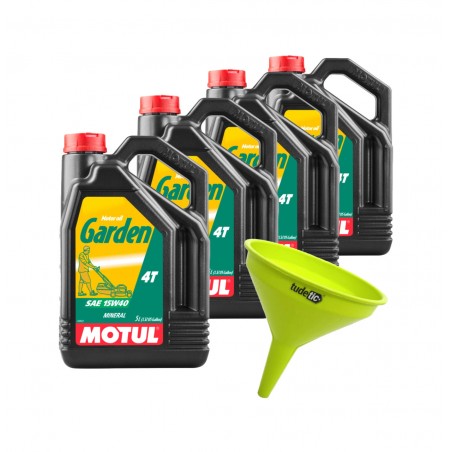 TUDETIC Kit of 4x engine oil + funnel GARDEN 4T 15W40 2L KT-169