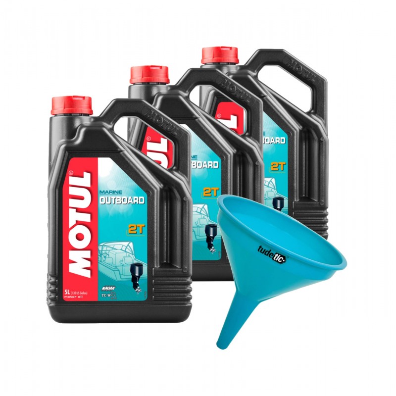 TUDETIC - Kit de 3x aceite motor náutico + embudo OUTBOARD 2T 5L KT-180