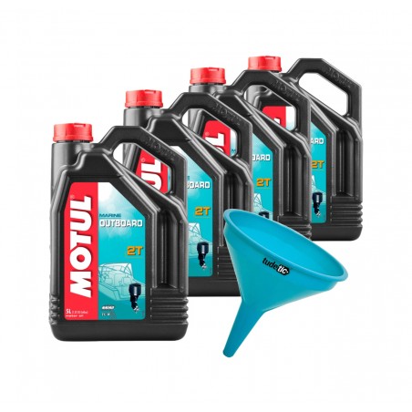TUDETIC - Kit 4x Aceite de Motor Náutico + Embudo Outboard 2T 5L KT-182