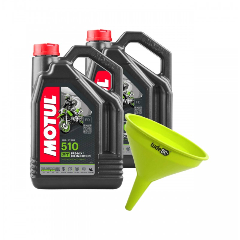 TUDETIC Kit of 2x engine oil + funnel 510 2T 4L KT-197