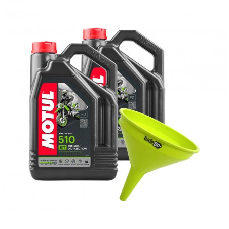 TUDETIC Kit de 2x aceite motor + embudo 510 2T 4L KT-197