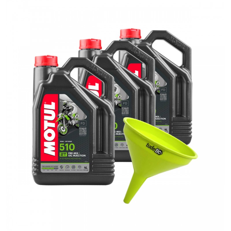 TUDETIC Kit of 3x engine oil + funnel 510 2T 4L KT-199