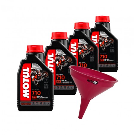 TUDETIC Kit of 4x engine oil + funnel 710 2T 1L KT-207