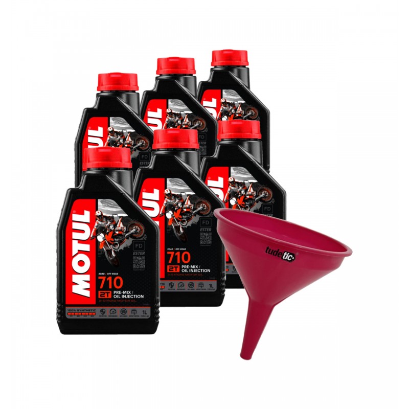 TUDETIC Kit 6x Aceite de Motor + Embudo 710 2T 1L KT-209