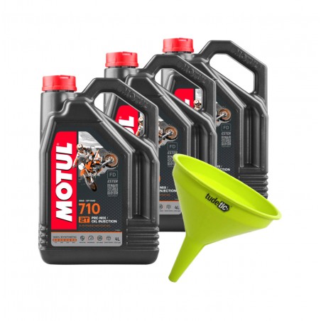 TUDETIC Kit of 3x engine oil + funnel 710 2T 4L KT-214