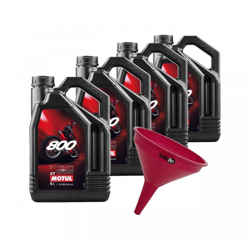 TUDETIC Kit de 4x aceite motor + embudo 800 2T FL OFF ROAD 4L KT-223