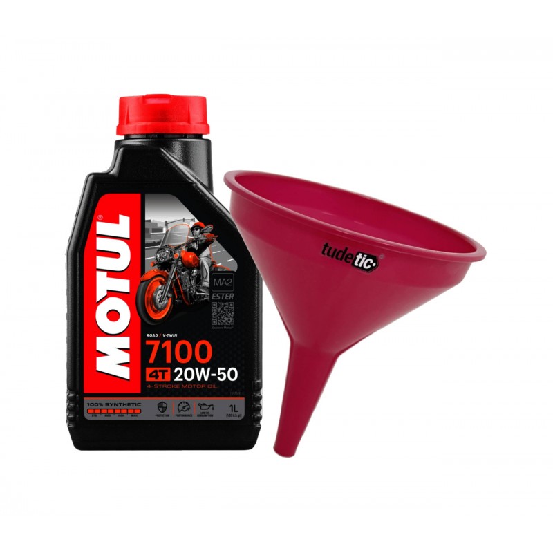 TUDETIC Kit de Aceite Motor 7100 20W50 4T 1L + Embudo Plástico KT-232