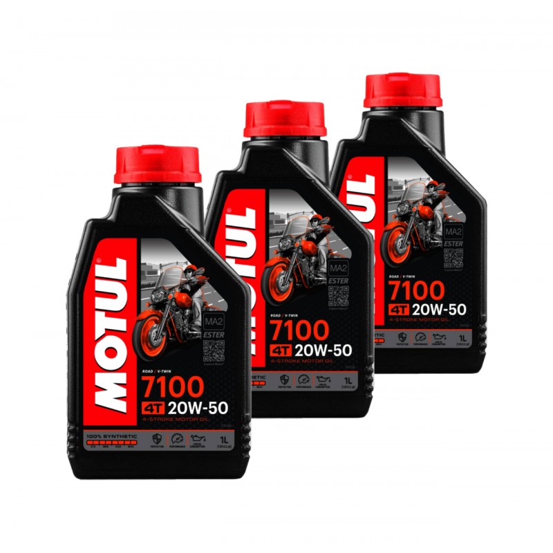 TUDETIC Kit de 3x Aceite Motor 7100 20W50 4T 1L KT-236