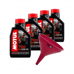 TUDETIC - Kit of 4x engine oil + funnel 7100 20W50 4T 1L KT-237