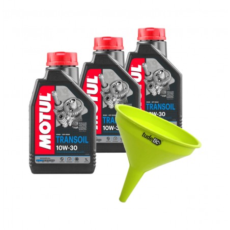 TUDETIC - Kit of 3x transmission oil + funnel 10W30 1L KT-242