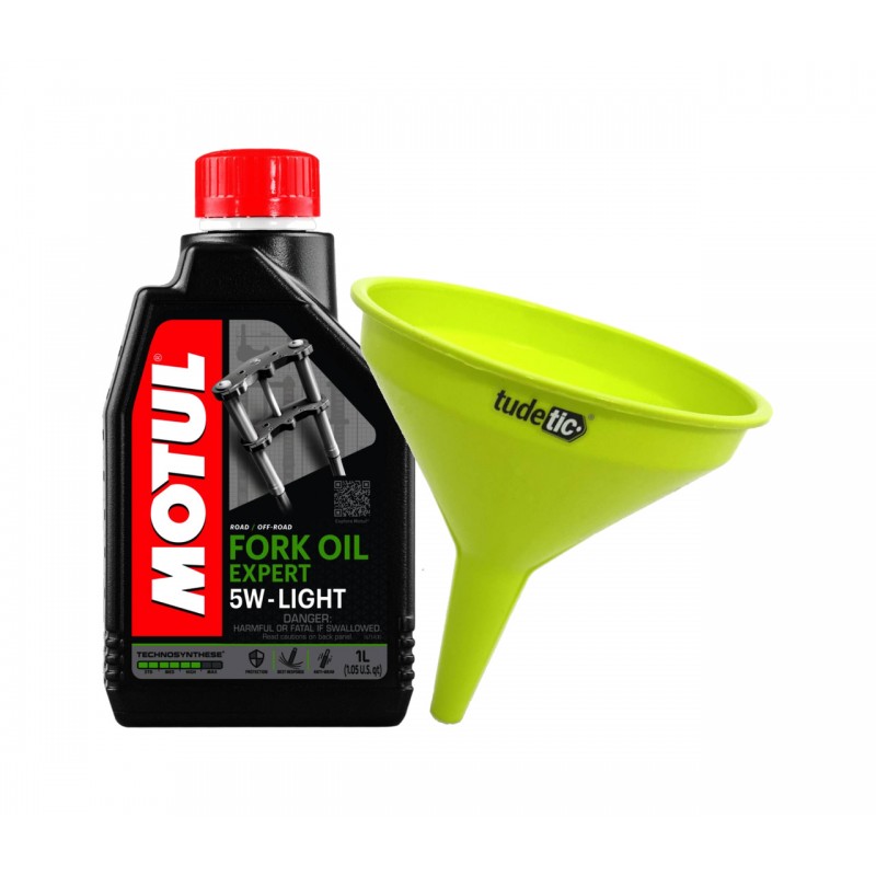TUDETIC Kit Aceite de suspensión + embudo FORK OIL EXPERT LIGHT 5W 1L KT-246
