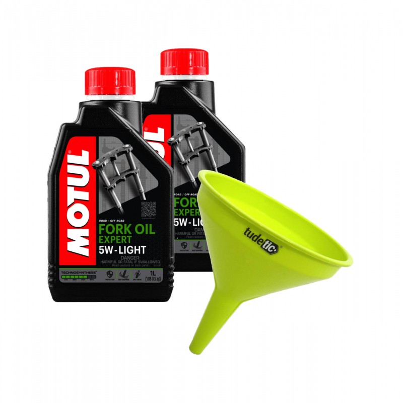 TUDETIC - Kit 3x Suspension Oil + Fork Expert Light Funnel 5W 1L KT-247