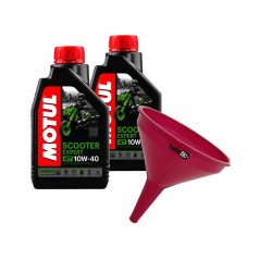 TUDETIC - Kit de 2x aceite motor y embudo SCOOTER EXPERT 4T 10W40 MB 1L KT-254