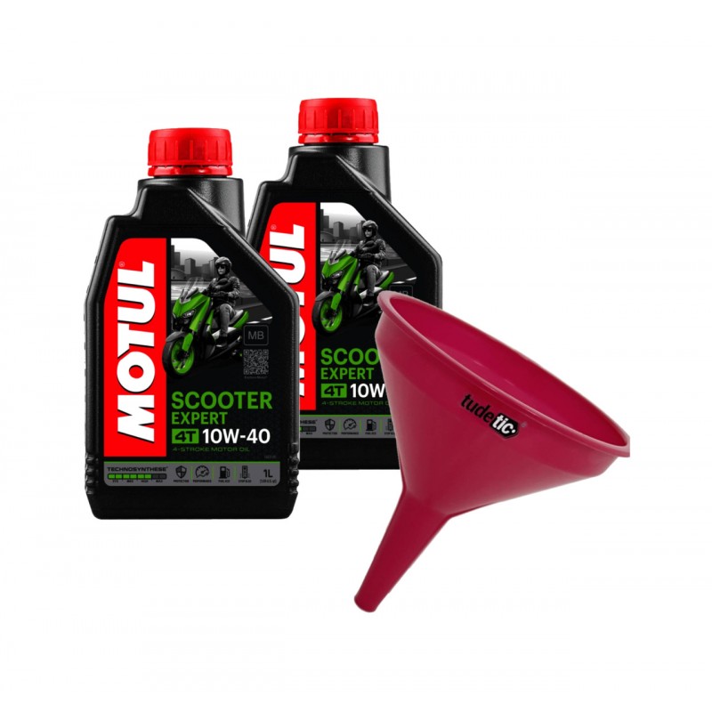 TUDETIC - Kit de 2x aceite motor y embudo SCOOTER EXPERT 4T 10W40 MB 1L KT-254