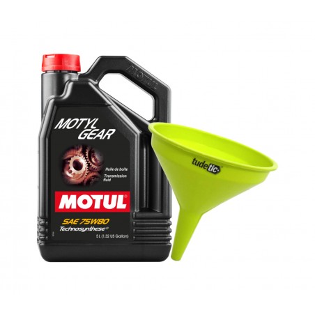 TUDETIC Kit Aceite Transmision Manual + Embudo MOTYLGEAR 75W80 5L KT-267