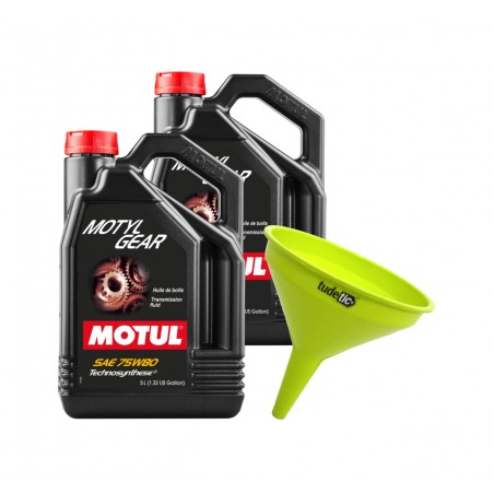 TUDETIC - Kit of 2x Manual Transmission Oil + Funnel MOTYLGEAR 75W80 5L KT-268