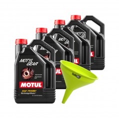 TUDETIC - Kit de 4x aceite transmisión manual + embudo MOTYLGEAR 75W80 5L KT-272