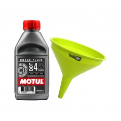 TUDETIC Kit líquido de frenos MOTUL DOT 4 LV + embudo plástico - 500ml KT-298