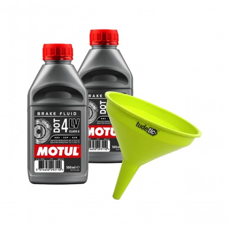 TUDETIC Kit 2x Liquido de Frenos + Embudo DOT 4 LV - 500ML KT-299