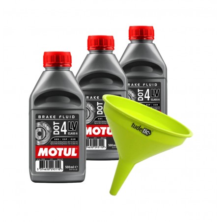 TUDETIC 3x DOT 4 LV Brake Fluid Kit + Funnel - 500ML KT-301