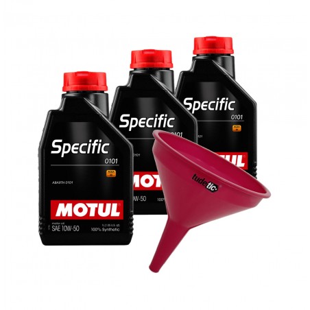 TUDETIC - Kit of 3x engine oil + funnel 10W-50 SPECIFIC 0101 KT-308