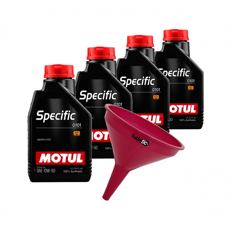 TUDETIC Kit of 4x engine oil + funnel SPECIFIC 0101 10W-50 1L KT-310