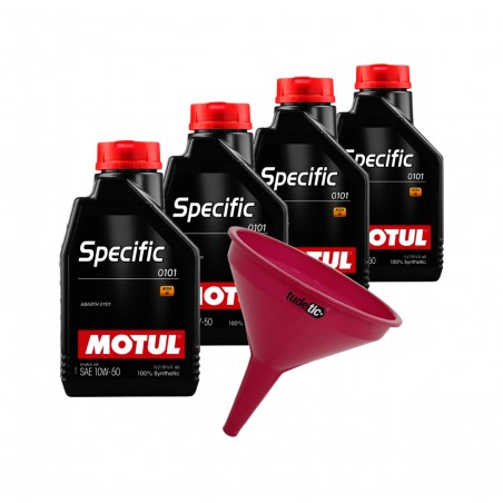 TUDETIC Kit of 4x engine oil + funnel SPECIFIC 0101 10W-50 1L KT-310