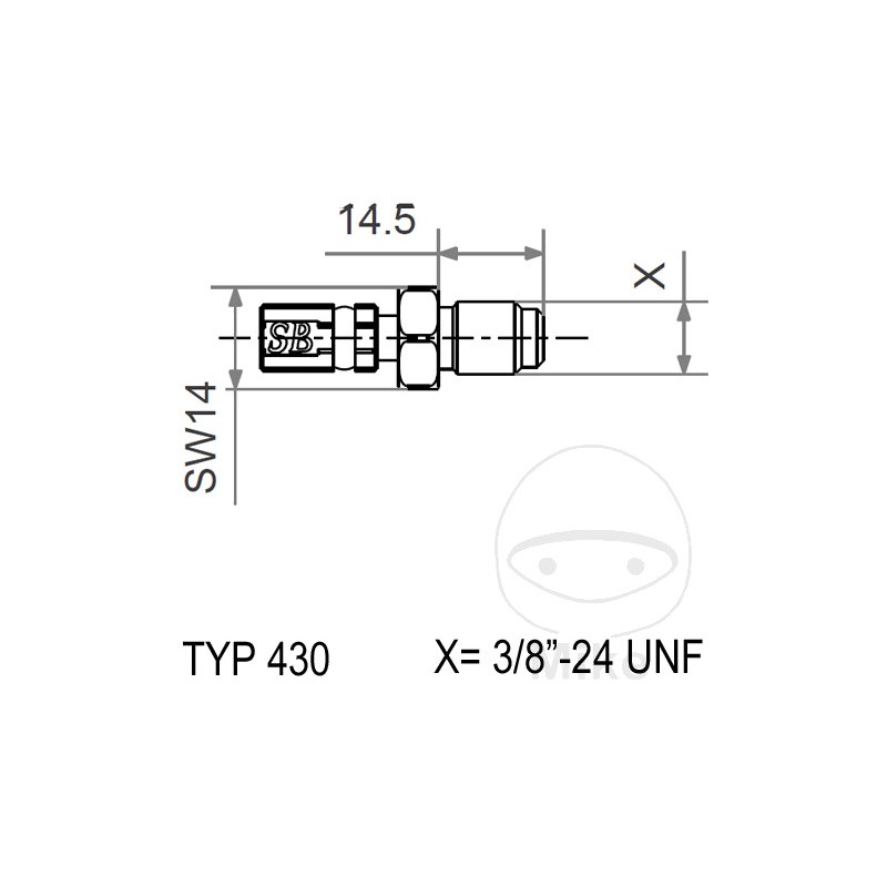 Mobile external thread VARIO INOX TYP430 3/8-24 UNF+Y 757.19.79