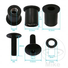 JMP Kit tornillos carenado con tuerca de goma 6X20 MM 775.00.05