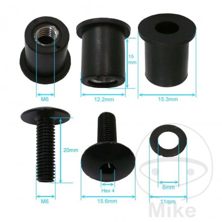 JMP Fairing screw kit with rubber nut 6X20 MM 775.00.05