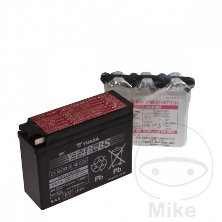 YUASA Maintenance-free motorcycle battery with electrolytes YT4B-BS 7071533