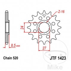 JT SPROCKETS Piñón delantero engranaje fino 17 TEETH 520 Ø24/27 726.39.32