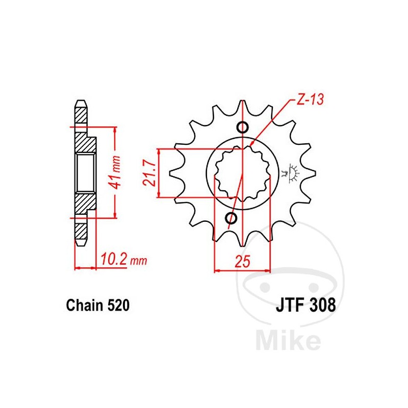 JT SPROCKETS Piñón delantero de transmisión 15 TEETH 520 726.01.69