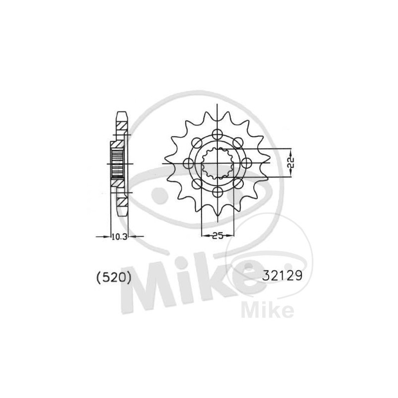 ESJOT pinion racing fine gear 14T P-520 Ø22/25 MM 726.06.23
