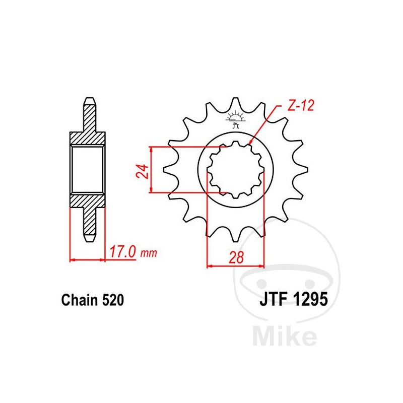 JT SPROCKETS Piñón delantero engranaje fino 15 TEETH 520 Ø24/28 726.35.77