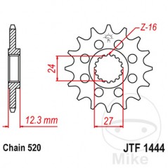 JT SPROCKETS Piñón delantero engranaje fino 17 TEETH 520 Ø24/27 726.04.64