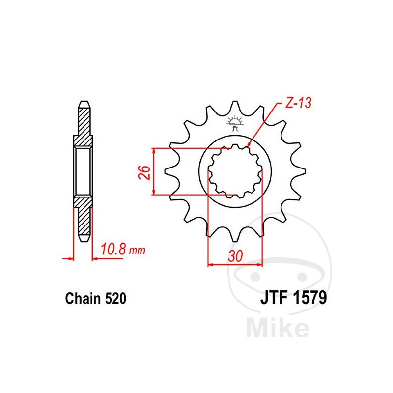 JT SPROCKETS Piñón delantero engranaje fino 17 TEETH 520 Ø26/30 726.00.38