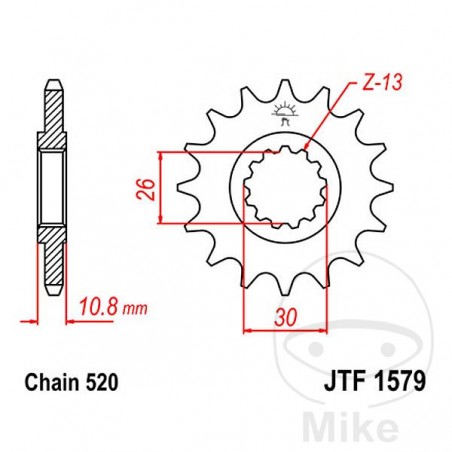 JT SPROCKETS Piñón delantero engranaje fino 17 TEETH 520 Ø26/30 726.00.38